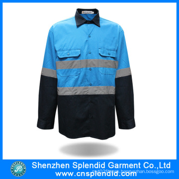 Long Sleeve Hi Vis Reflective Work Uniform Shirts for Men